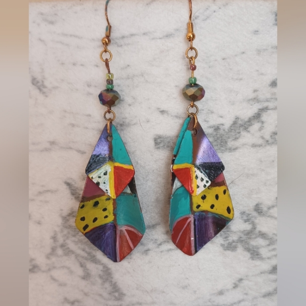 2/$30 Handpainted handmade copper earrings